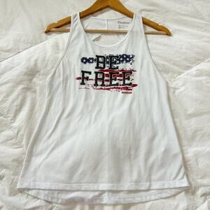 Reebok Be Free USA America Graphic White Racerback Tank Top Women’s Small
